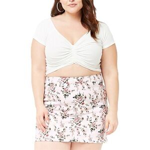 Forever 21 f21 Spring Summer Floral Mini Skirt Pink Women's Plus Size 0X
